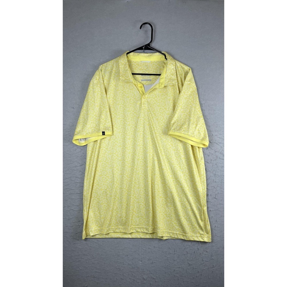 Swannies Co Polo Shirt Mens 2XL Yellow Geometric Lightweight Golf Short Sleeve